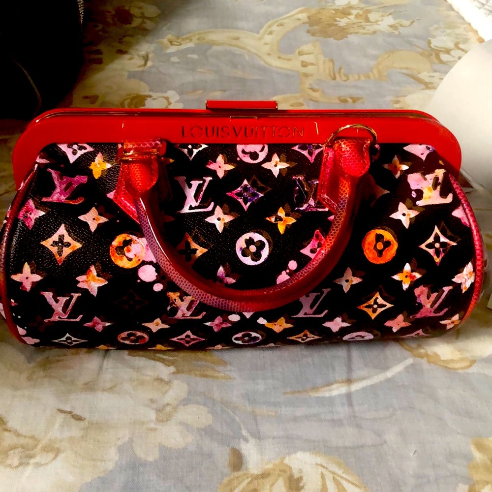 Louis Vuitton Papillion Aquarelle with exotic leather trimmed handles